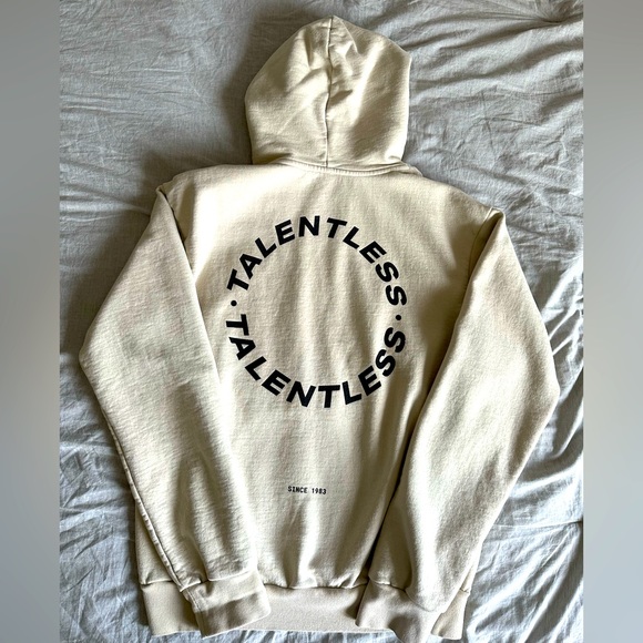 Talentless - Heavyweight unisex beige hoodie size medium - Picture 2 of 7